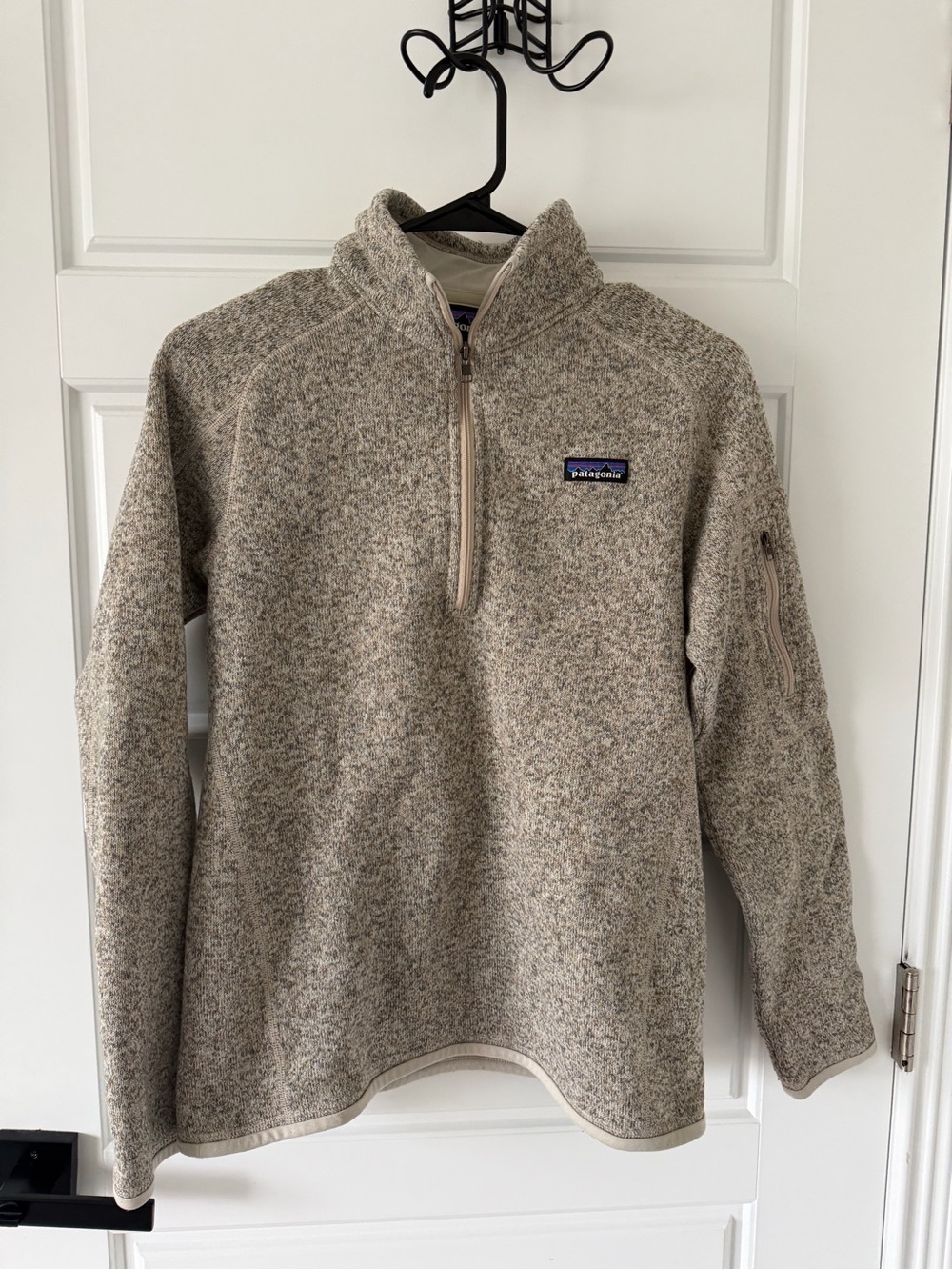 Patagonia Beige Heathered Quarter-Zip Fleece Pullover